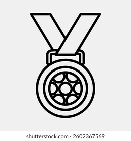 Icon medal. Football and soccer elements. Icon in line style.