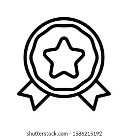 Icon medal in outline style. vector illustration and editable stroke. Isolated on white background.
