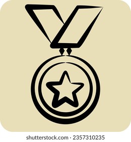 Icon Medal. related to Award symbol. hand drawn style. simple design editable. simple illustration