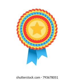 Icon medallion of the winner. Reward for first place. Badge of the winner. Vector illustration.
