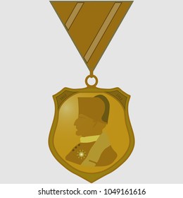 Icon medals. Military order. War Bronze Reward. Battle reward on a gray background.  Flat design, vector illustration, vector.