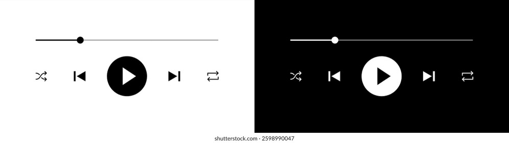 icon media music player in vector. modern playback of music application. multimedia navigation on smartphone device. Vector 10 eps.