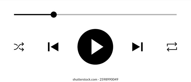 icon media music player in vector. modern playback of music application. multimedia navigation on smartphone device. Vector 10 eps.
