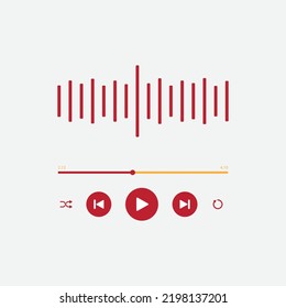 icon media music player with wave Audio equalizer view in vector. modern playback of music application. multimedia navigation on smartphone device.