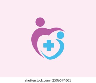 Icon of medical heart and baby care