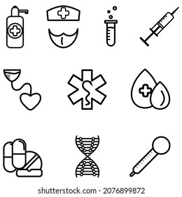 Icon Medical Medicine Monochrome Flat Lines Nurs