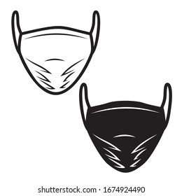 Icon of medical respiratory mask isolated on white background. Wuhan coronavirus theme. Design element for poster, card, banner, sign. Vector illustration