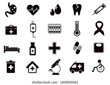 Icon Medical set vector, symbol medical, hospital design collection on white background 
