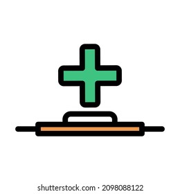 Icon Of Medical Staff Carrying Stretcher. Editable Bold Outline With Color Fill Design. Vector Illustration.