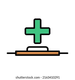 Icon Of Medical Staff Carrying Stretcher. Editable Bold Outline With Color Fill Design. Vector Illustration.