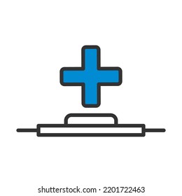 Icon Of Medical Staff Carrying Stretcher. Editable Bold Outline With Color Fill Design. Vector Illustration.