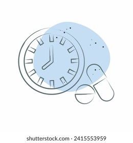 Icon Medication Timing. related to Hepatologist symbol. Color Spot Style. simple design editable. simple illustration