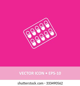 Icon of Medicines on Magenta Color Background. Eps-10.