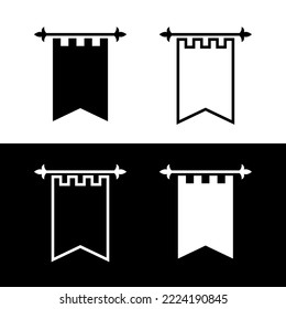 Icon medieval knight flag, banner. Team or country symbol. Isolated vector illustration on a white background.