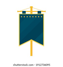icon of medieval shield on stand over white background, colorful design, vector illustration
