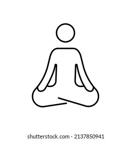 Icon of a meditating person, for illustrations on qi gong, yoga and psychology, peace and harmony. Meditation Logo. Isolated on white background. Vector graphics