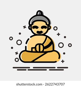 Icon meditation. Buddhism and vesak elements. Icon in MBE style.