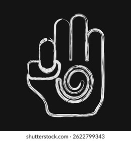 Icon meditation hand. Buddhism and vesak elements. Icon in chalk style.