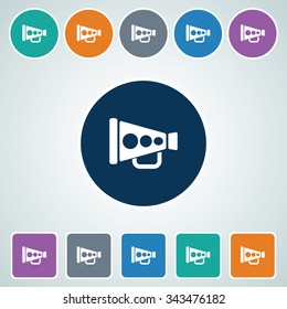 Icon of Megaphone in Multi Color Circle & Square Shape. Eps-10.