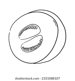 Icon of Melon. Hand drawn sketch. Retro vintage design. Vector illustration.