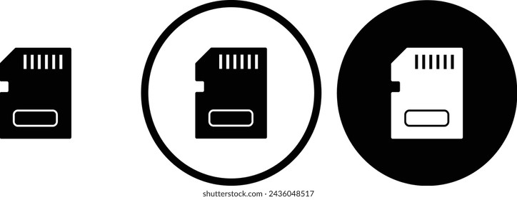 icon memory card black outline for web site design 
and mobile dark mode apps 
Vector illustration on a white background