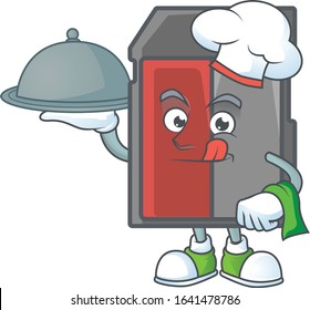 An icon of memory card as a Chef with food on tray ready to serve
