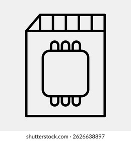 Icon memory card. Computer components elements. Icon in line style.