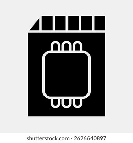 Icon memory card. Computer components elements. Icon in glyph style.