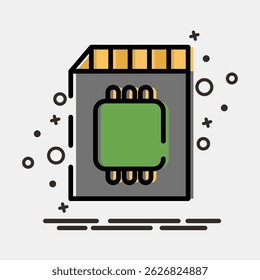 Icon memory card. Computer components elements. Icon in MBE style.