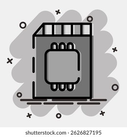 Icon memory card. Computer components elements. Icon in comic style.