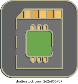 Icon memory card. Computer components elements. Icon in embossed style.