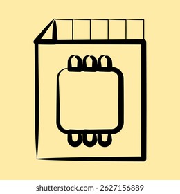 Icon memory card. Computer components elements. Icon in hand drawn style.