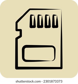 Icon Memory Card. suitable for Computer Components symbol. hand drawn style. simple design editable. design template