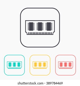 icon of memory chip color set