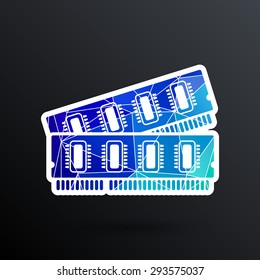 icon of memory chip RAM hardware rom power.