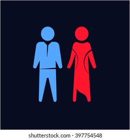 icon men in blue and women in red, vector
