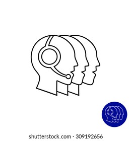 Icon of men head silhouettes wearing headsets