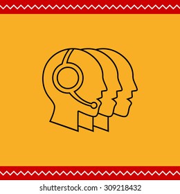 Icon of men head silhouettes wearing headsets