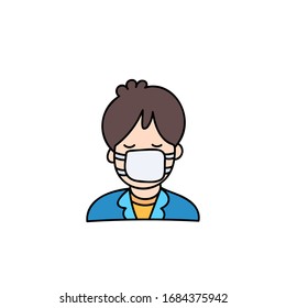 Icon men use masks against corona