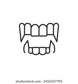 Icon of a menacing mouth with fangs, often associated with horror themes such as vampires, monsters, and Halloween. Suitable for horror events, and creative projects. Vector illustration.