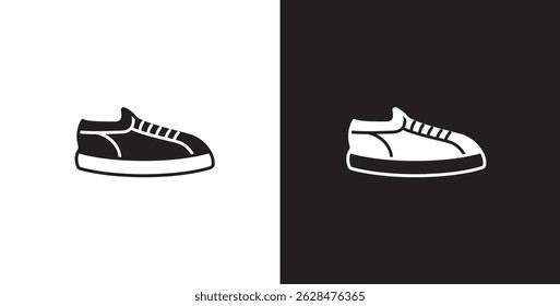 Icon of men's short shoes. Vector illustration icon of modern and classic men's sneakers. Fashion icon on black and transparent background. Fashion icon.