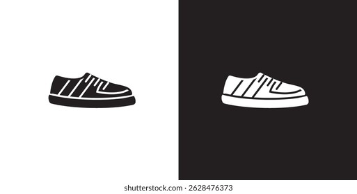 Icon of men's short shoes. Vector illustration icon of modern and classic men's sneakers. Fashion icon on black and transparent background. Fashion icon.