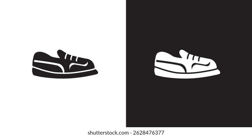 Icon of men's short shoes. Vector illustration icon of modern and classic men's sneakers. Fashion icon on black and transparent background. Fashion icon.