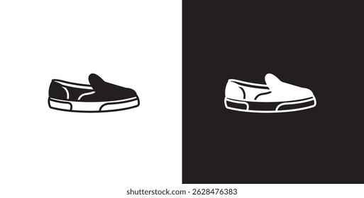 Icon of men's short shoes. Vector illustration icon of modern and classic men's sneakers. Fashion icon on black and transparent background. Fashion icon.