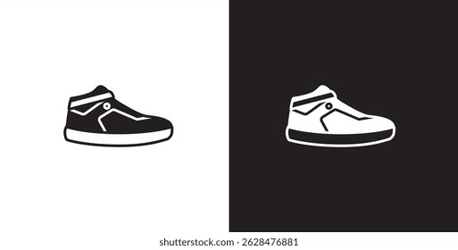 Icon of men's sneakers. Vector illustration icon of modern and classic men's high top shoes. Fashion icon on black and transparent background. Fashion icon.