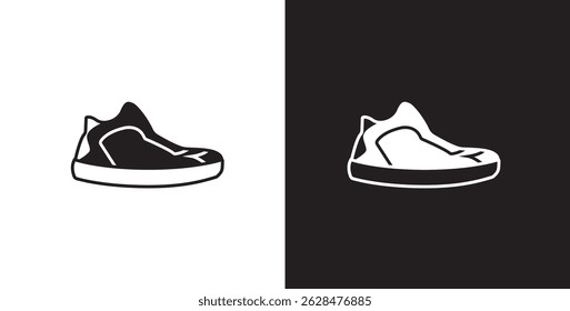 Icon of men's sneakers. Vector illustration icon of modern and classic men's high top shoes. Fashion icon on black and transparent background. Fashion icon.