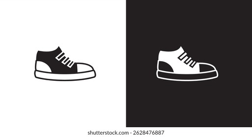 Icon of men's sneakers. Vector illustration icon of modern and classic men's high top shoes. Fashion icon on black and transparent background. Fashion icon.