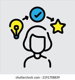 Icon Mentoring and Training for business and Seminar, coach, teaching, learn, evaluation, knowledge, doing, experience