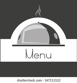 icon menu with dinner and text dome, white and black.