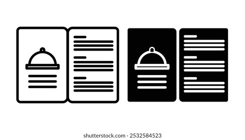 Ícone de um menu, simbolizando serviços de comida, refeições ou restaurantes.